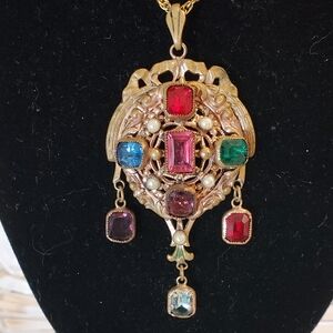Antique Ornate Festoon Pendant Necklace